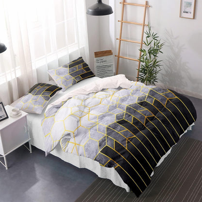 Graue Bettwäsche 200x200cm Gestreift – Modernes Bettwäsche-Set mit 2 Kissenbezügen