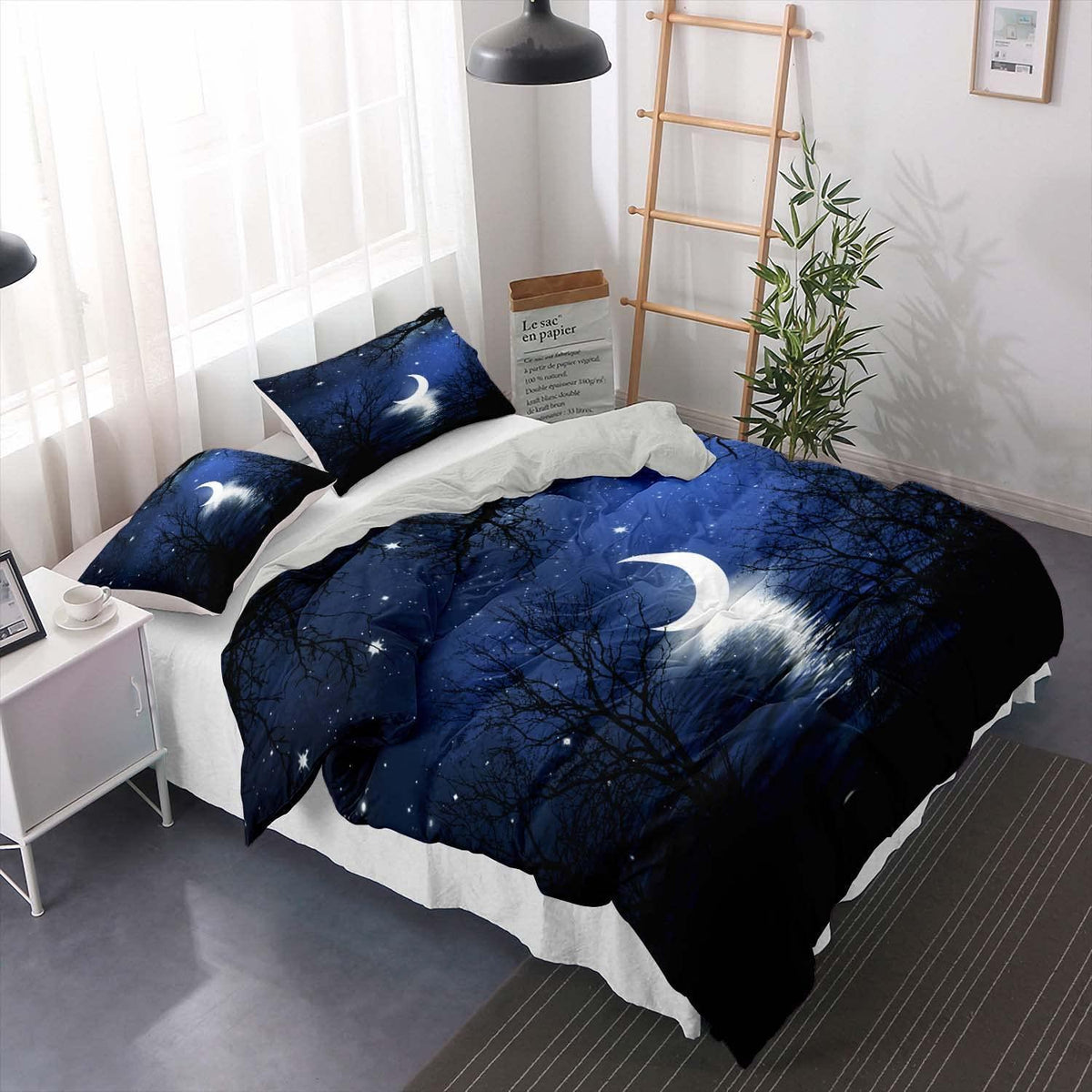 Karikatur Mond & Sterne Bettwäsche Set 200x200cm Kinderzimmer