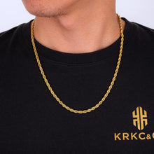 Goldkette Herren: 4mm Edelstahl Rope Kette Weizenkette