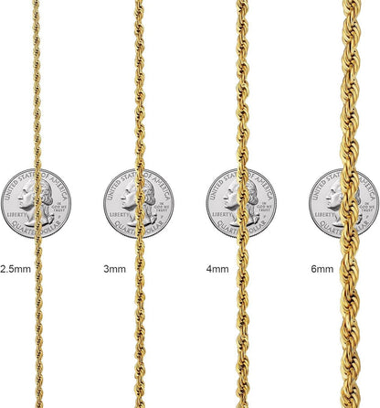 Goldkette Herren 18K Gold beschichtet fein Zopfkette 4mm 50.8cm