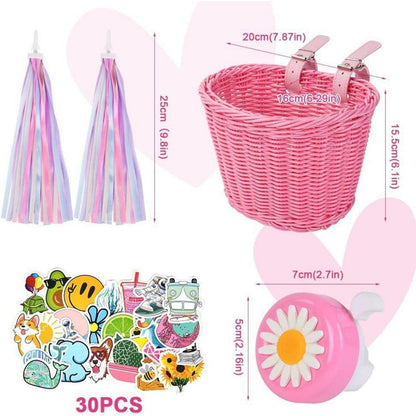 Fahrradkorb Kinder Geflochten Rattan Abnehmbar Lederriemen