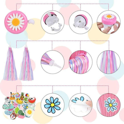 Fahrradkorb Kinder Geflochten Rattan Abnehmbar Lederriemen