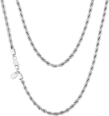 Goldkette 4mm Edelstahl Weißgold beschichtet Rope Halskette
