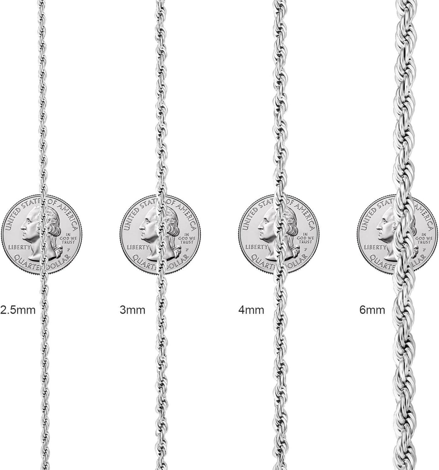 Hochwertige Rope Halskette 4mm Edelstahl Anhänger Herren Damen 55.9cm Gold