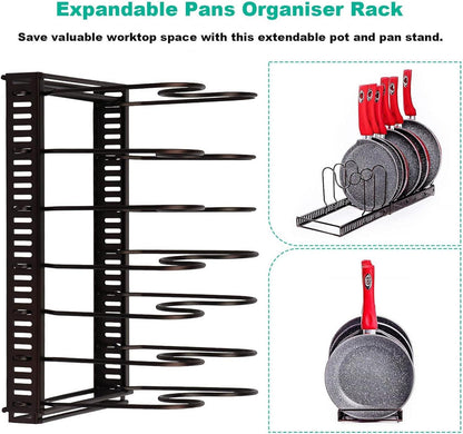 Erweiterbarer Pfannen-Organizer mit 7 Teiler - Rot Bronze