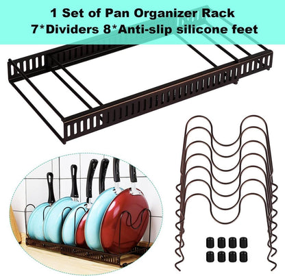 Erweiterbarer Pfannen- und Deckel Organizer in Rot Bronze 7 Teiler