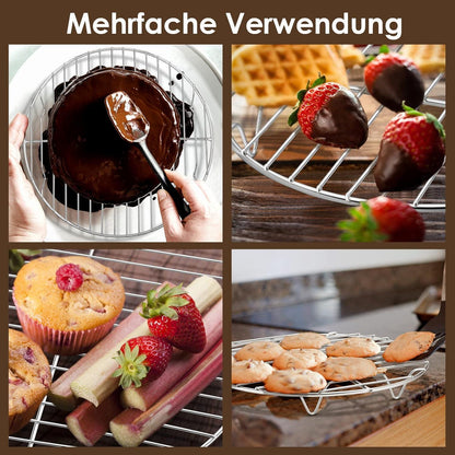 Edelstahl Kuchengitter 2er Set – Ø 19cm, Ofenfest & Spülmaschinenfest