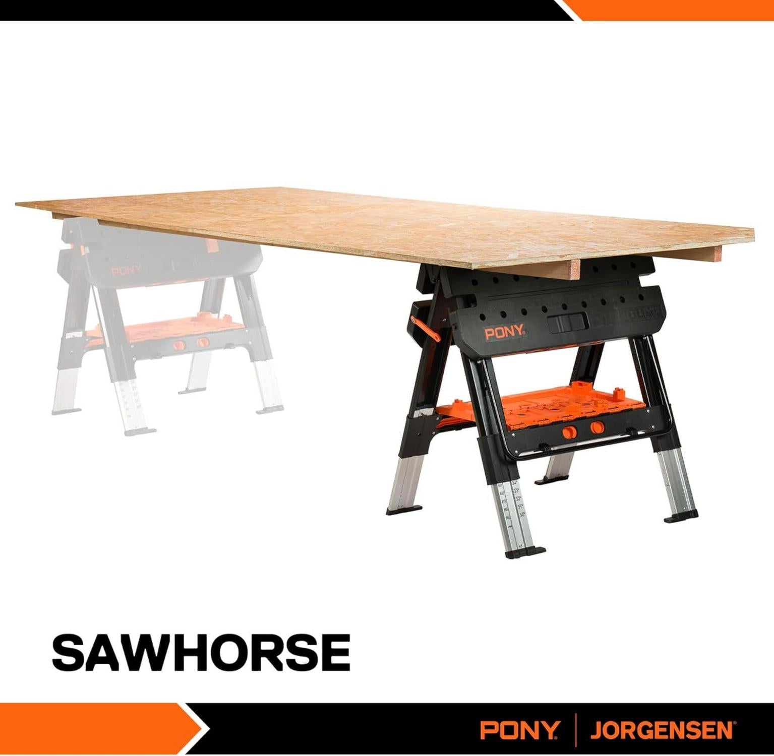 Klappbare Werkbank mit Schraubzwingen & Sägebock bis 454kg, 79x63,5x89cm