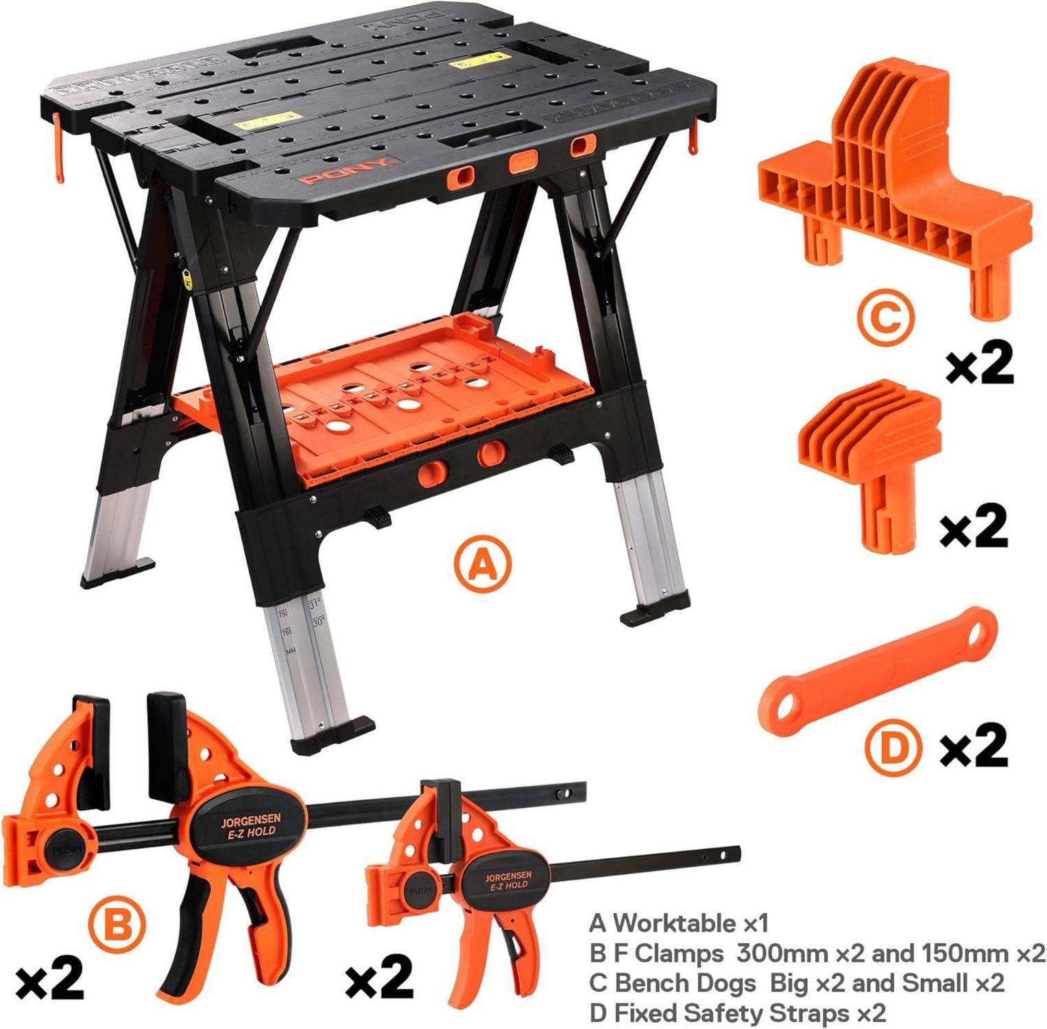 Klappbare Werkbank Sägebock bis 454kg belastbar 79x63,5cm mit Zubehör