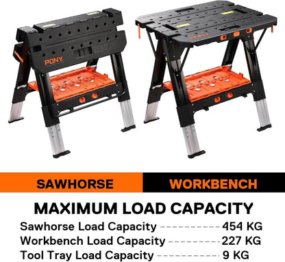 2-in-1 Werkbank klappbar bis 454kg belastbar mit Zubehör 79 x 63,5 x