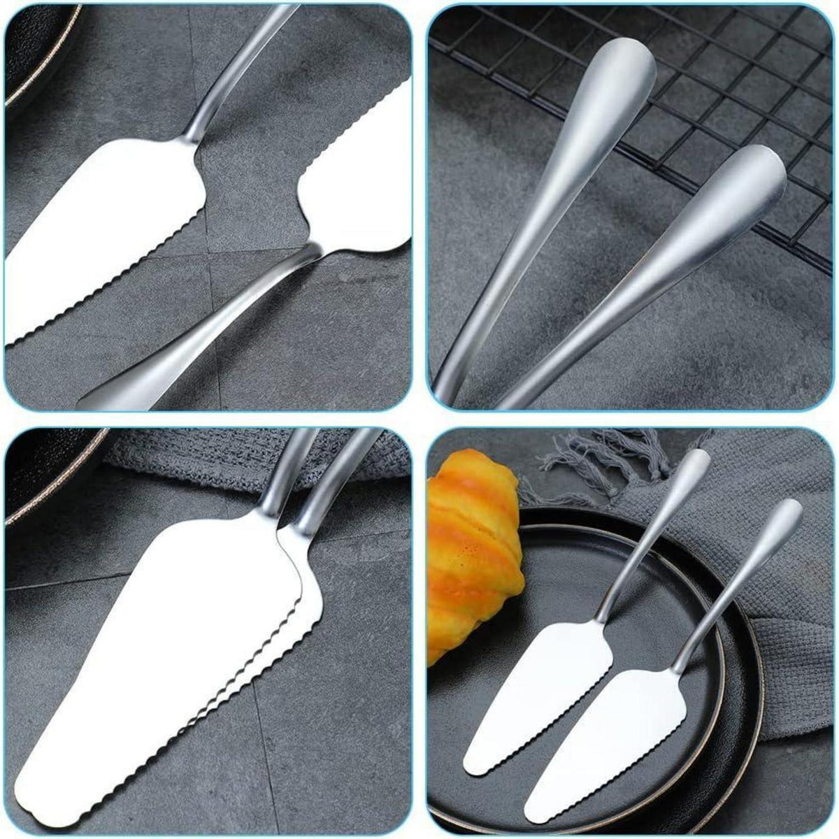 Edelstahl Tortenheber Set mit Wellenschliff, 6 Stück