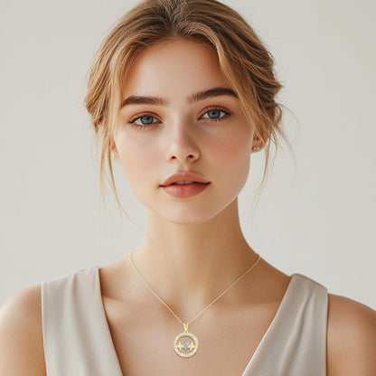 LAVUMO Damen Halskette 925 Sterling Silber Geburtsstein Anhänger Gold