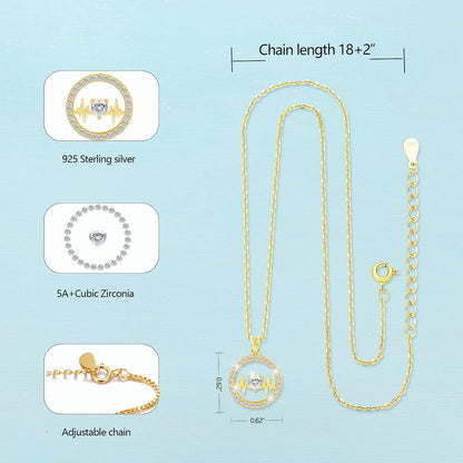 LAVUMO Halskette Damen Sterling Silber 925 Geburtsstein Anhänger Gold