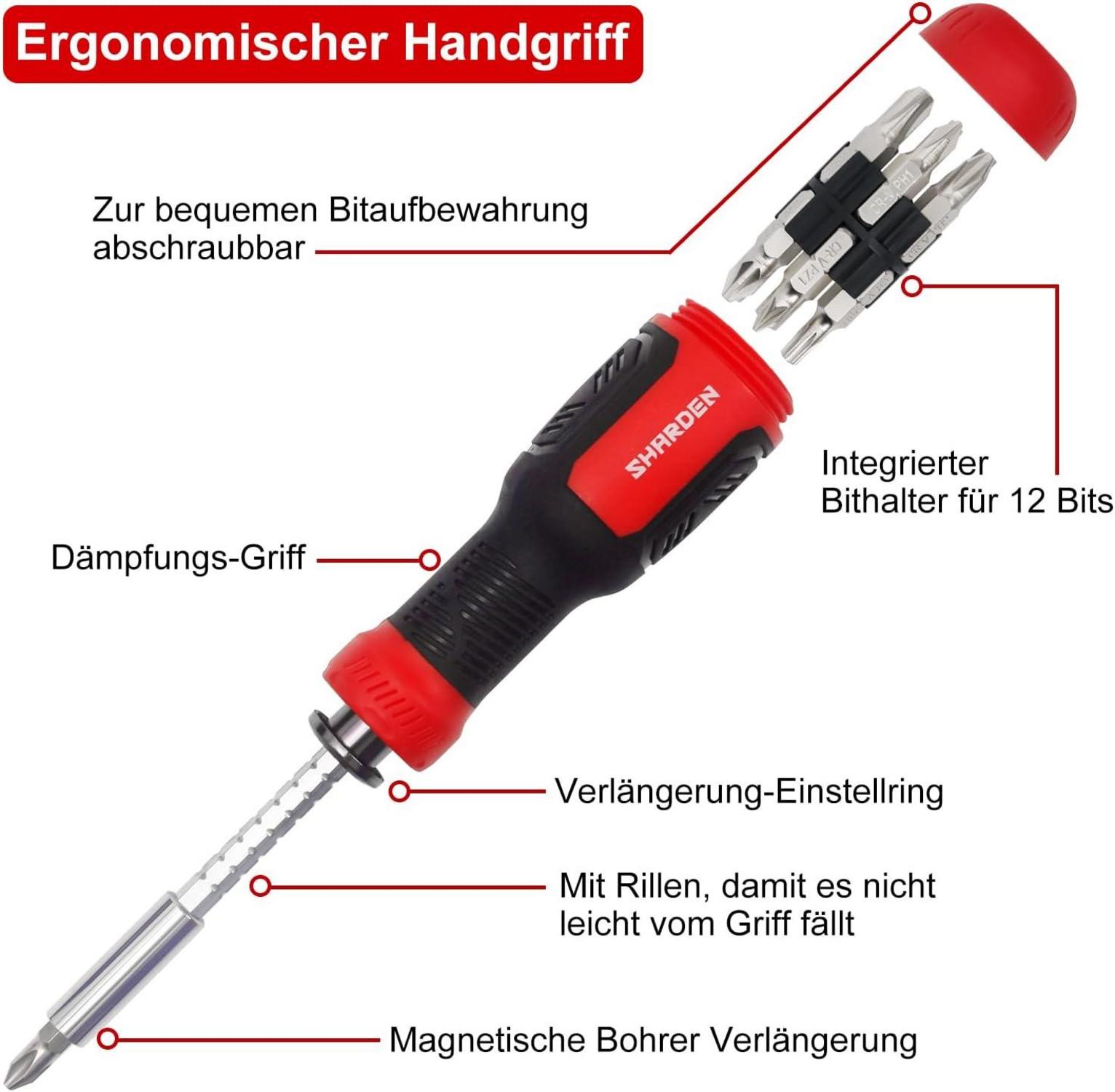 SHARDEN Multibit Schraubendreher Set 13-in-1 Magnetisch mit