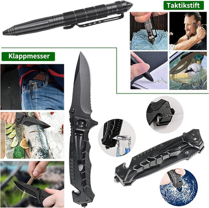 Survival Kit 21-in-1 Outdoor Notfallset mit Kompass und Taschenlampe