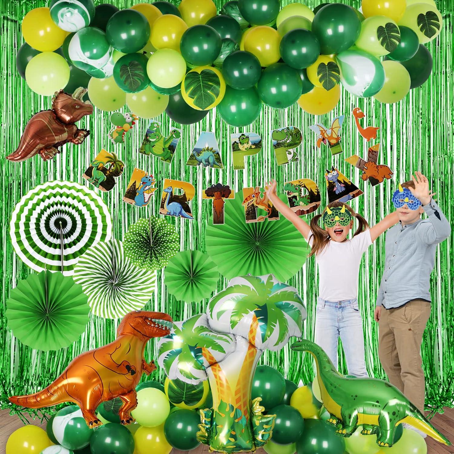 Dino Party Dekoration Set Happy Birthday Banner Luftballons