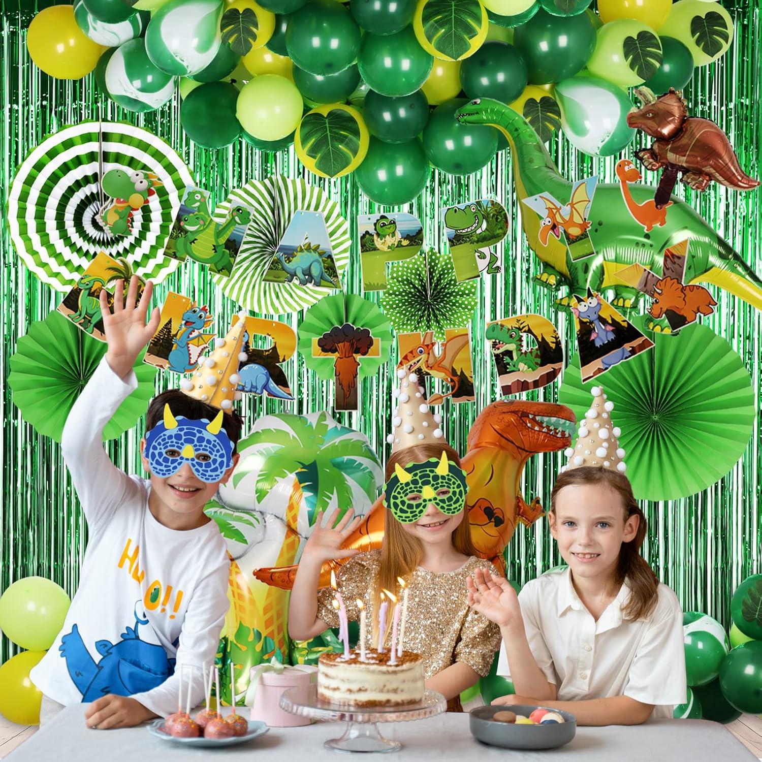 Dino Party Dekoration Set Grüne Dinosaurier Geburtstagsfeier Banner Luftballons