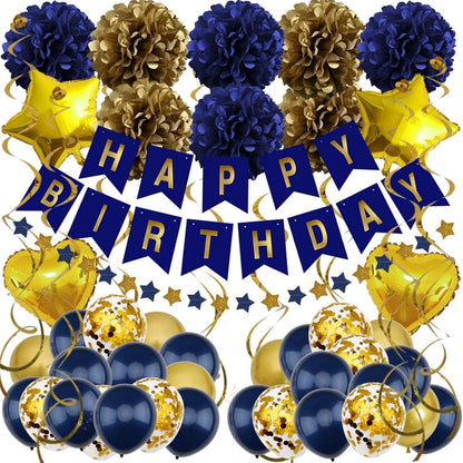 Geburtstagsdeko Marineblau Gold Partydekoration Happy Birthday