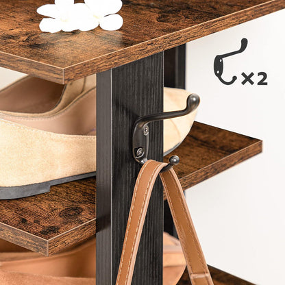 Hoobro Schuhregal 8-lagig schmal Schuhablage Schuhschrank 2 Haken Ablagegestelle