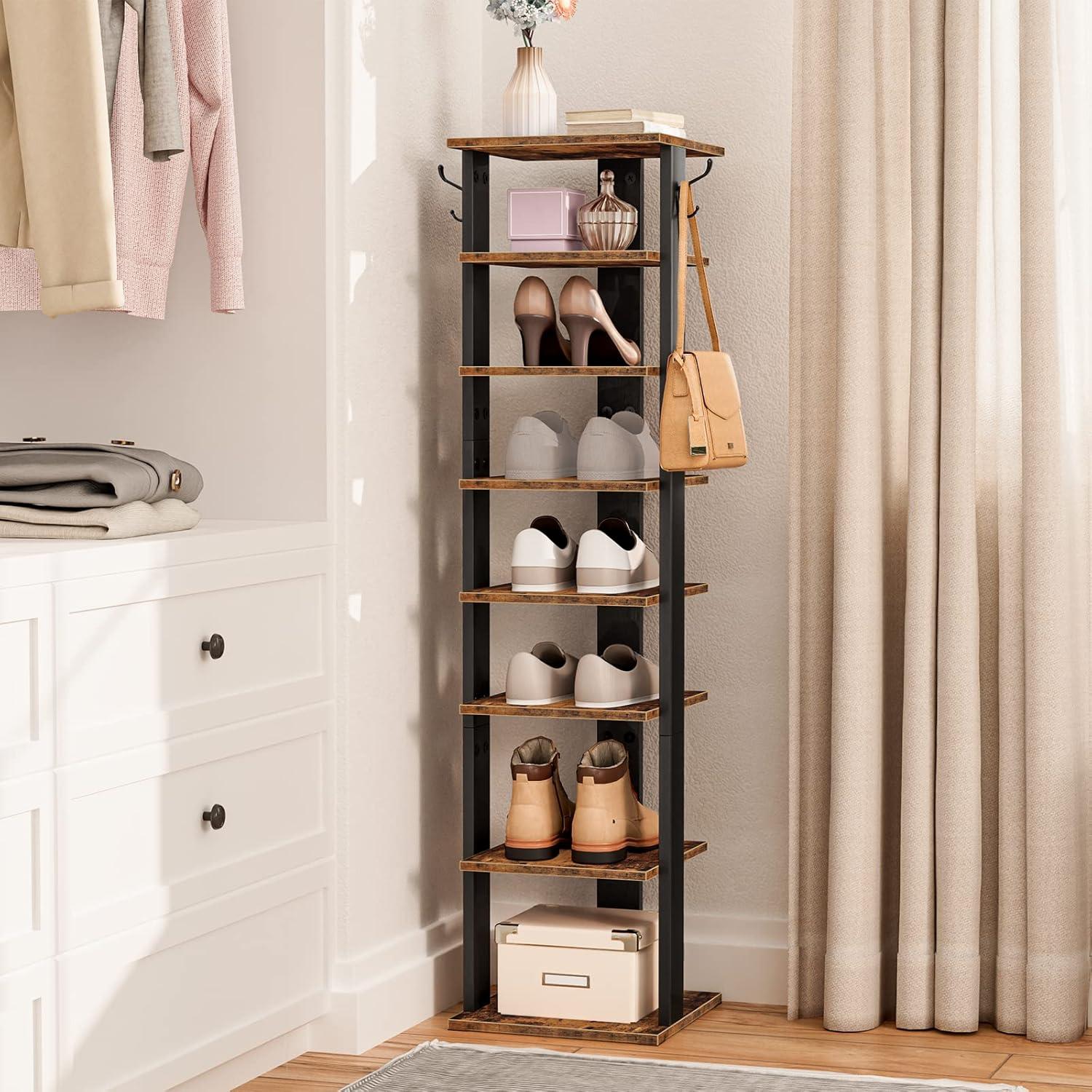 8-lagiges Schuhregal für Eingang Wohnzimmer Schlafzimmer Dunkelbraun Schwarz