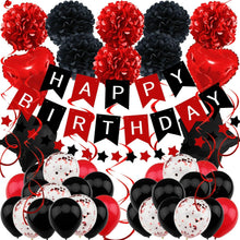 Geburtstagsdeko Schwarz Rot Partydekoration Happy Birthday
