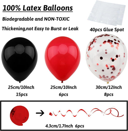 Geburtstagsdeko Schwarz Rot Happy Birthday Papier Pompons Folienballon