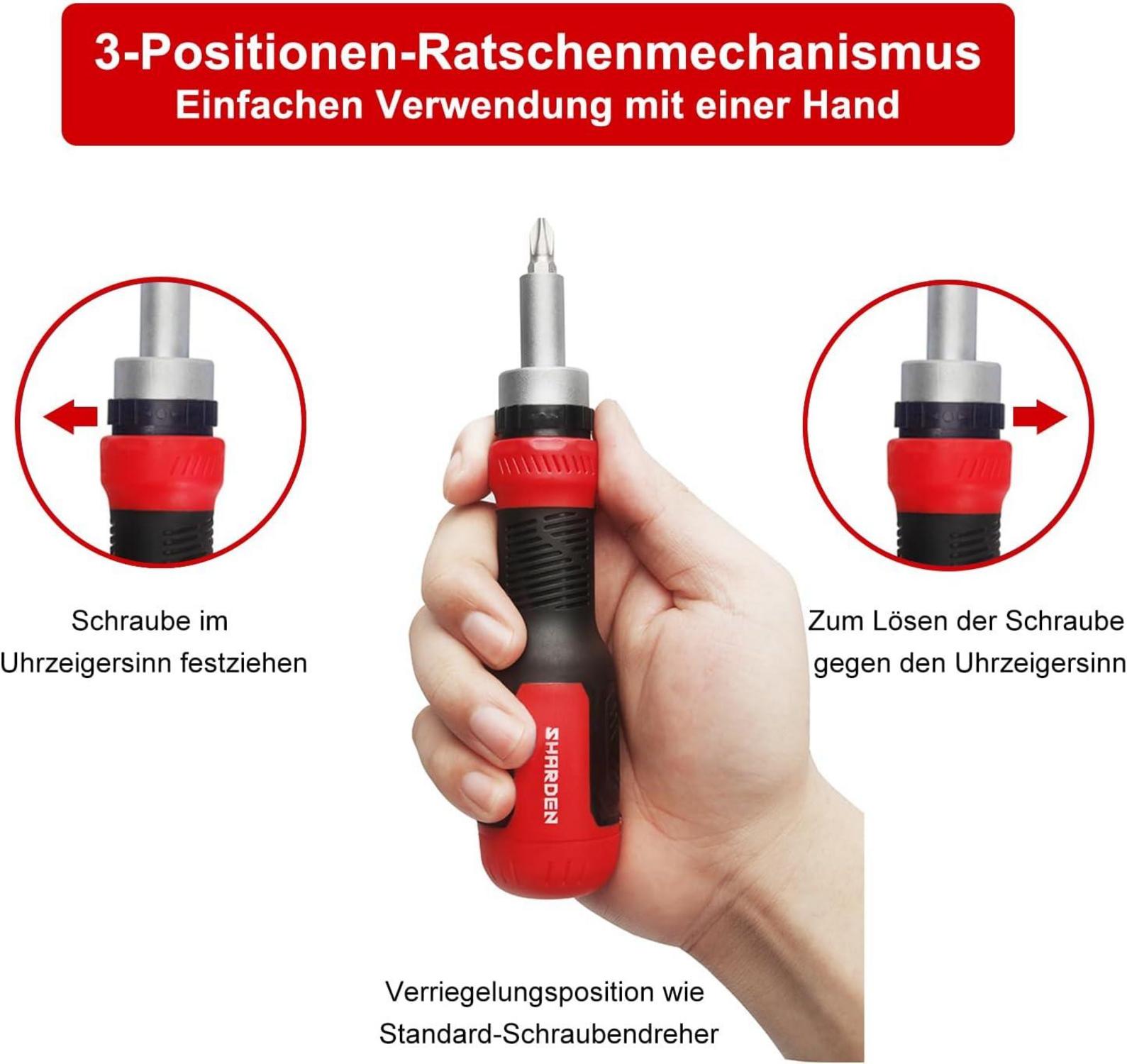 SHARDEN 13-in-1 Ratschen-Schraubendreher Multitool CRV-Stahl Magnet Bithalter