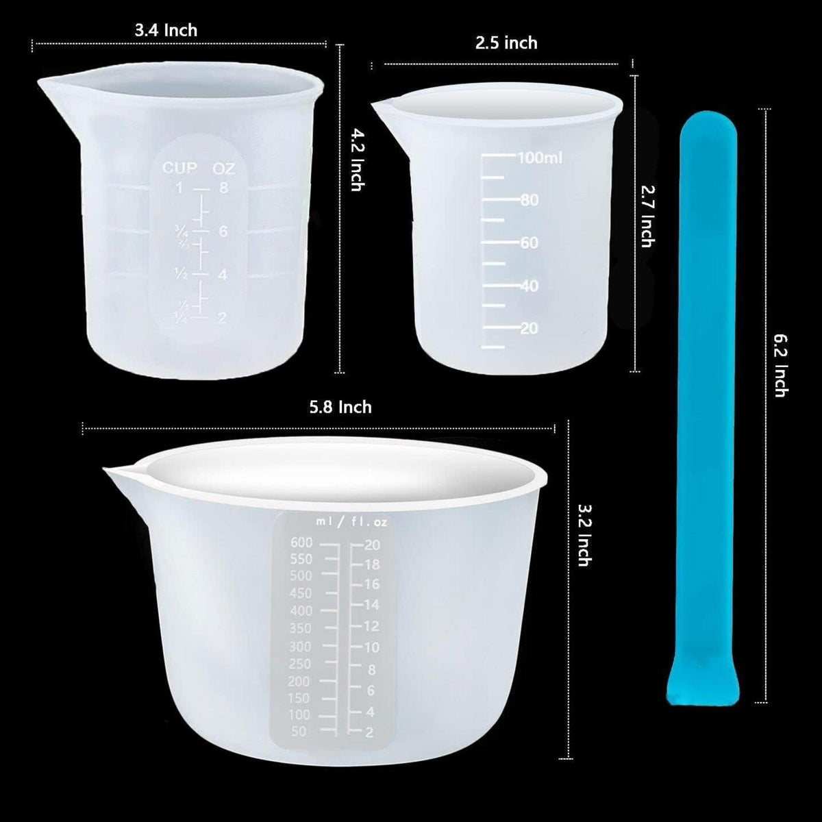 Silikon Messbecher Set für Epoxidharz & Basteln (4er Set)