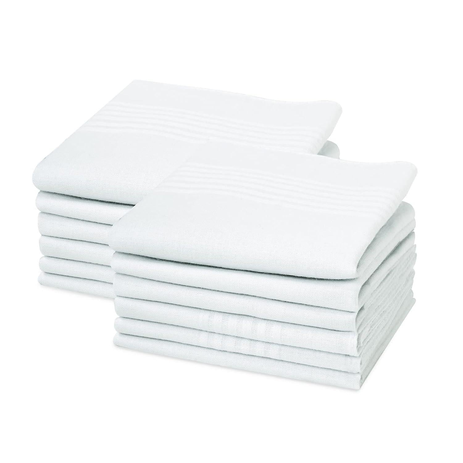 Stoff Taschentücher Herren 12er Set Baumwolle Weiß 40x40cm