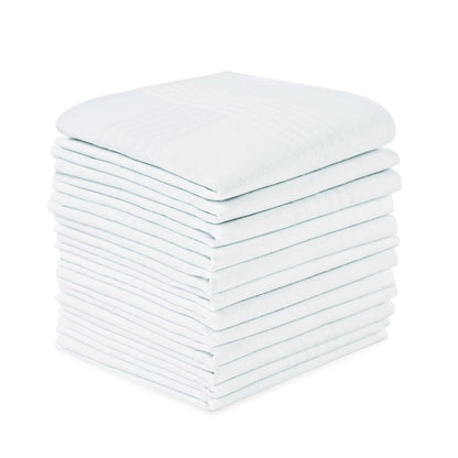 12er Set Herren Stofftaschentücher 40x40cm Weiß Baumwolle
