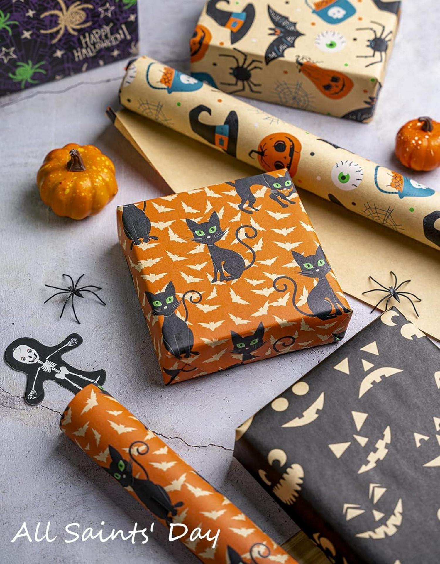 Halloween Geschenkpapier Blätter 44,5 x 76 cm, 6 Blätter