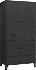 Industrieller Metallschrank für Schlafzimmer und Garderobe Schwarz