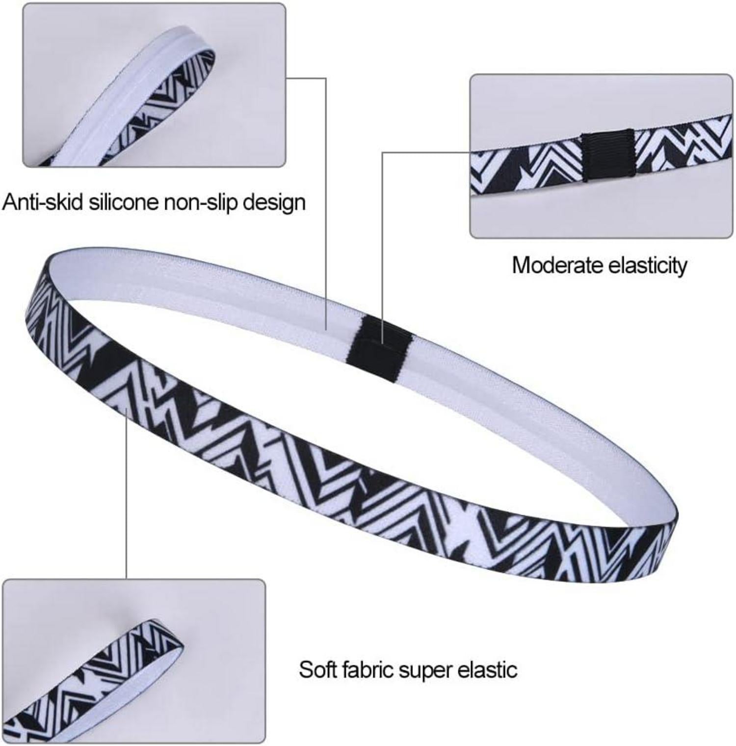 Set mit 5 URAQT Sport Stirnbändern in verschiedenen Farben und Designs