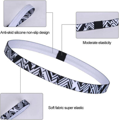 Set mit 5 URAQT Sport Stirnbändern in verschiedenen Farben und Designs