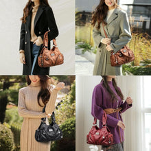 Damenhandtasche aus PU-Leder Vintage Schwarz Hobo