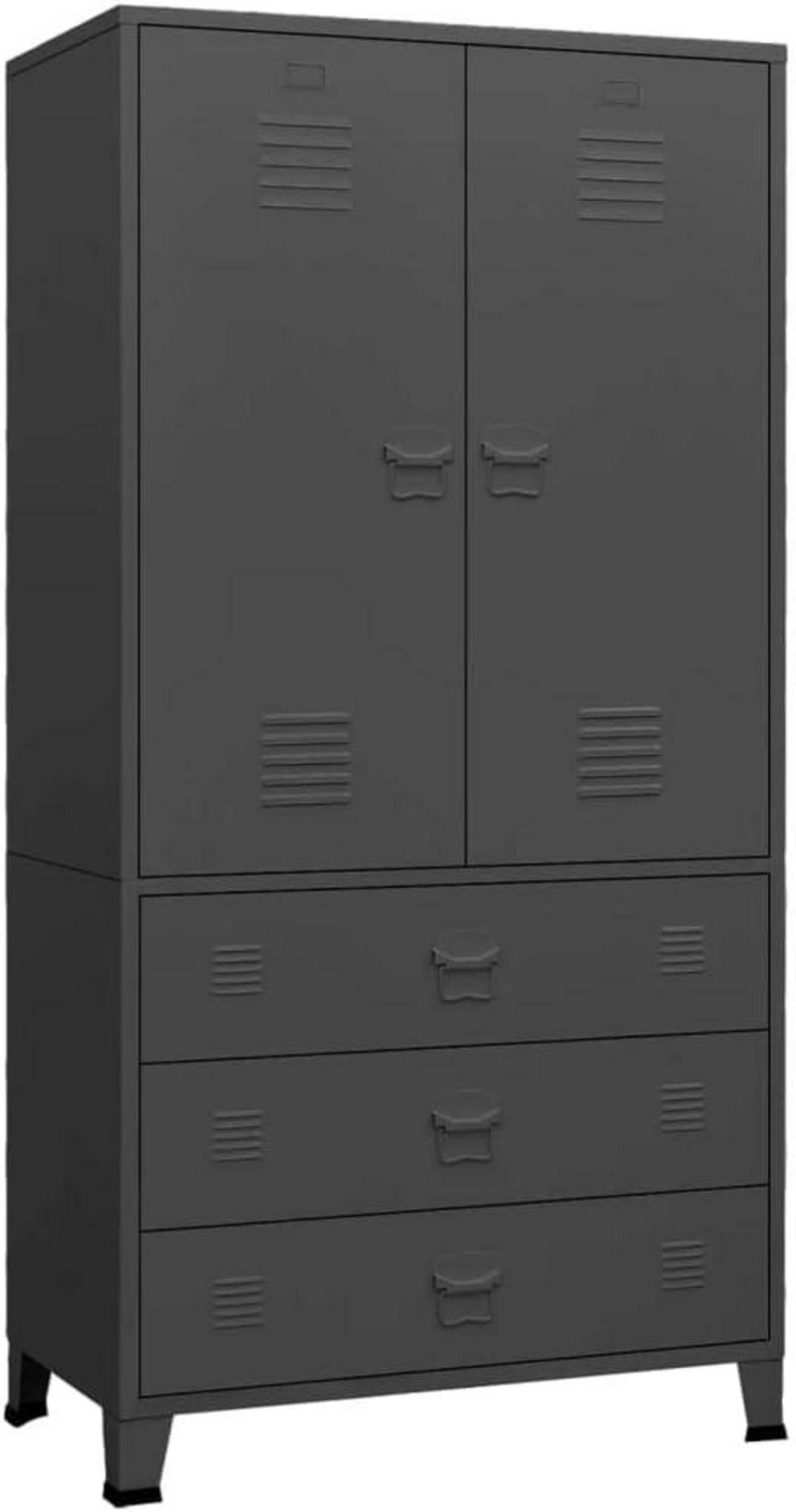 Industrial Kleiderschrank Metall Anthrazit 90x50x180cm Stauraum