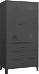 Industrial Kleiderschrank Metall Anthrazit 90x50x180cm Stauraum
