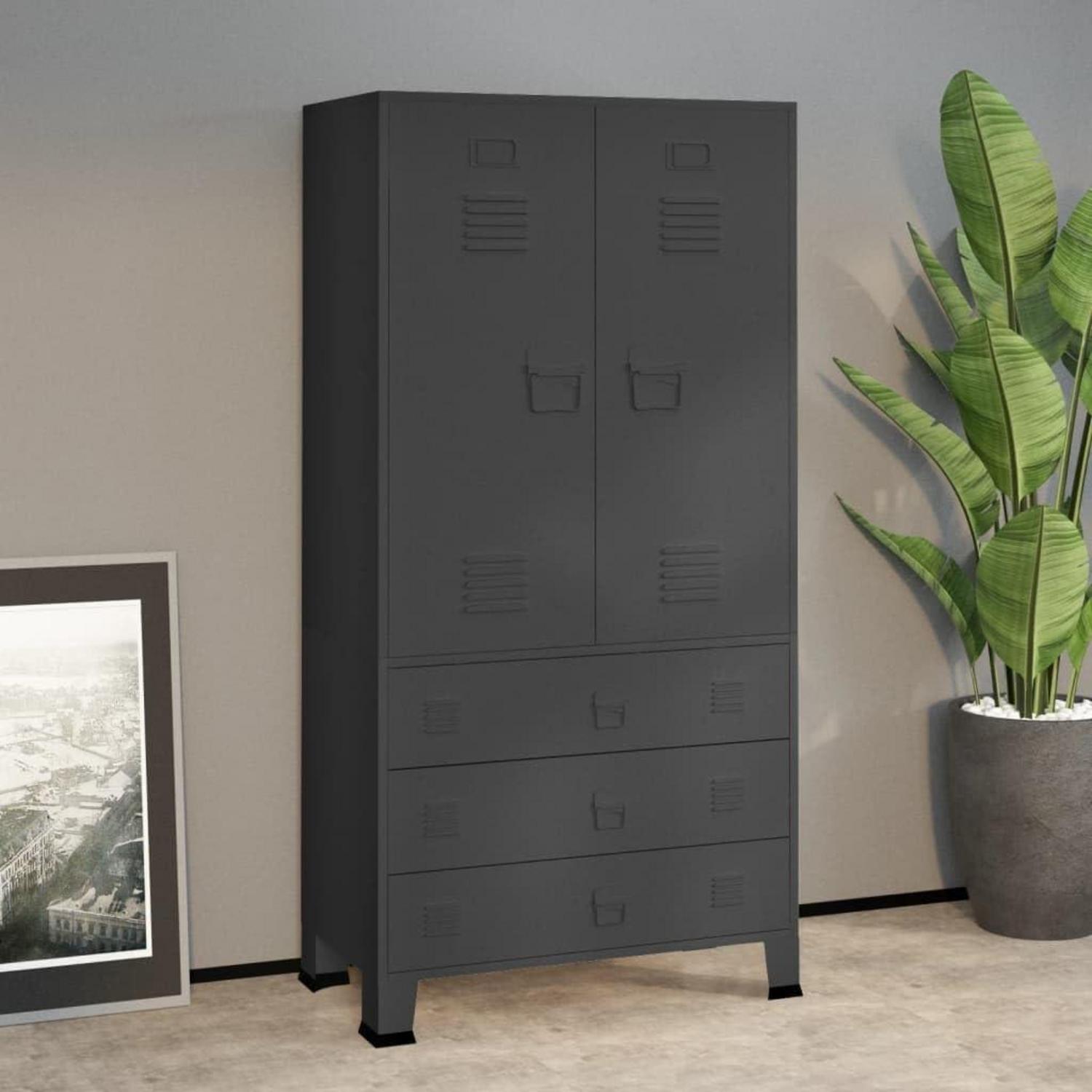 Kleiderschrank Anthrazit Metall Industrial Stauraum