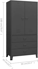 Industrial Kleiderschrank Metall Anthrazit 90x50x180cm Stauraum