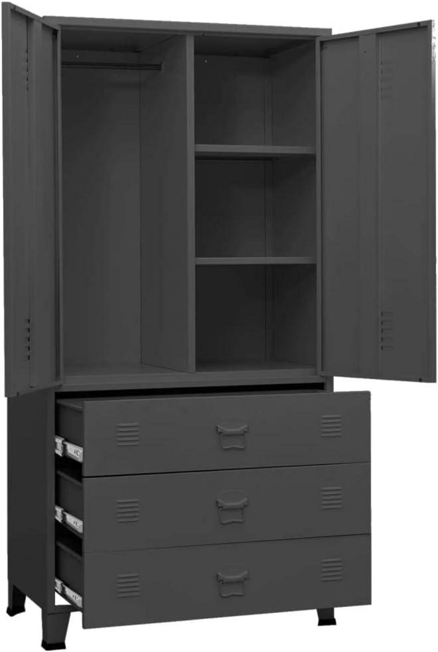 Modernes Metall-Kleiderschrank Anthrazit 90x50x180cm