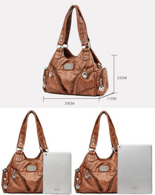 Damenhandtasche PU-Leder Hobo Vintage Schultertasche Retro Grau