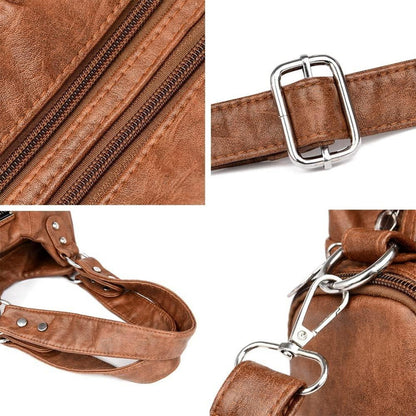 Coolives Damenhandtasche PU-Leder Vintage Hobo Umhängetasche Schultertasche Grau