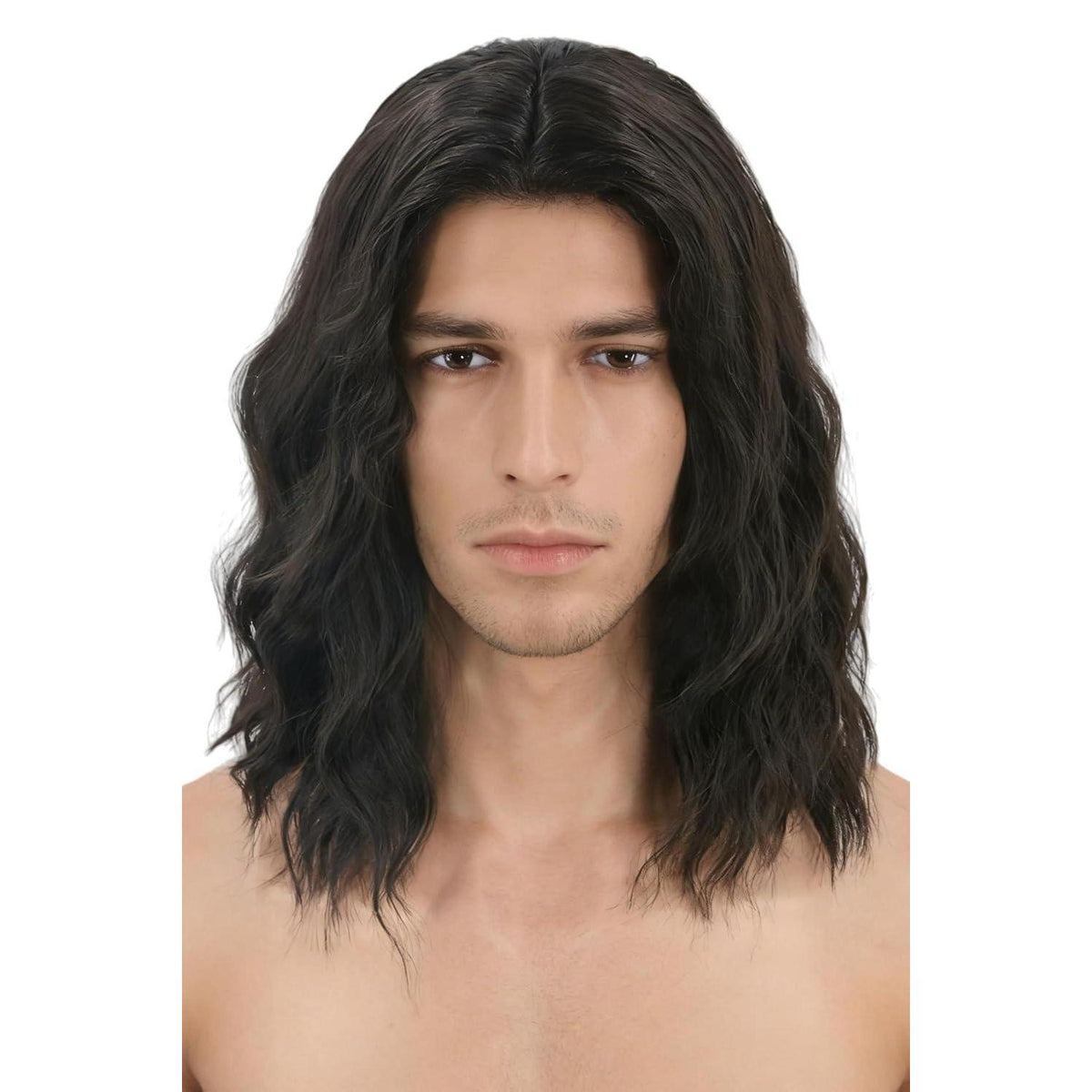 70er 80er Herren Perücke Schwarz Braun Lockig Cosplay Halloween