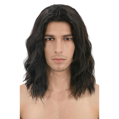 70er 80er Herren Perücke Schwarz Braun Lockig Cosplay Halloween