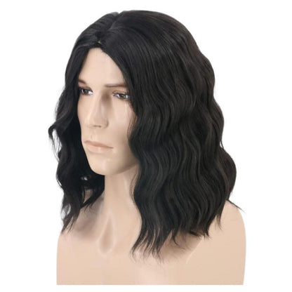 70er 80er Herren Perücke Schwarz Braun Lockig Cosplay Halloween