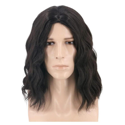 70er 80er Herren Perücke Schwarz Braun Lockig Cosplay Halloween