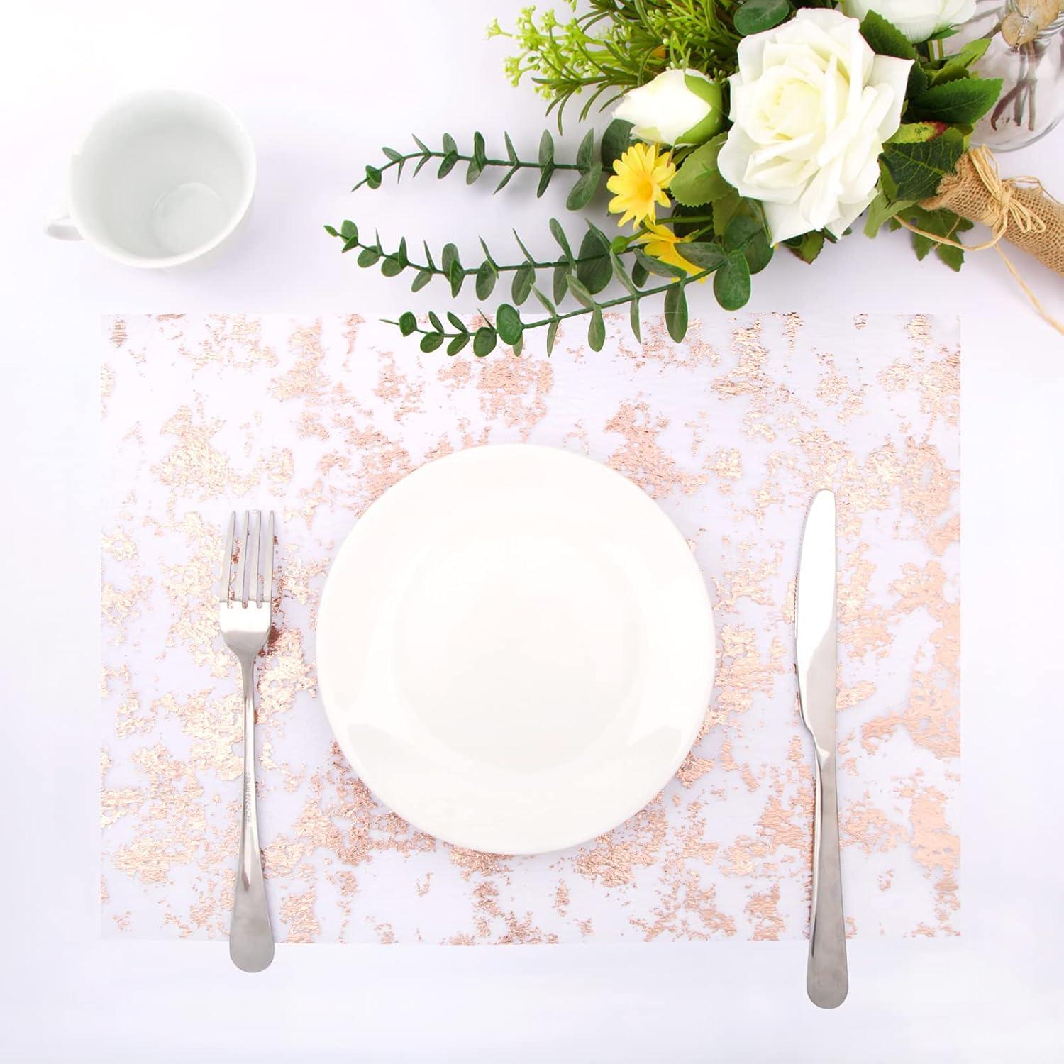 Tischläufer Roségold Glänzend Polyester für Partys und Feiern
