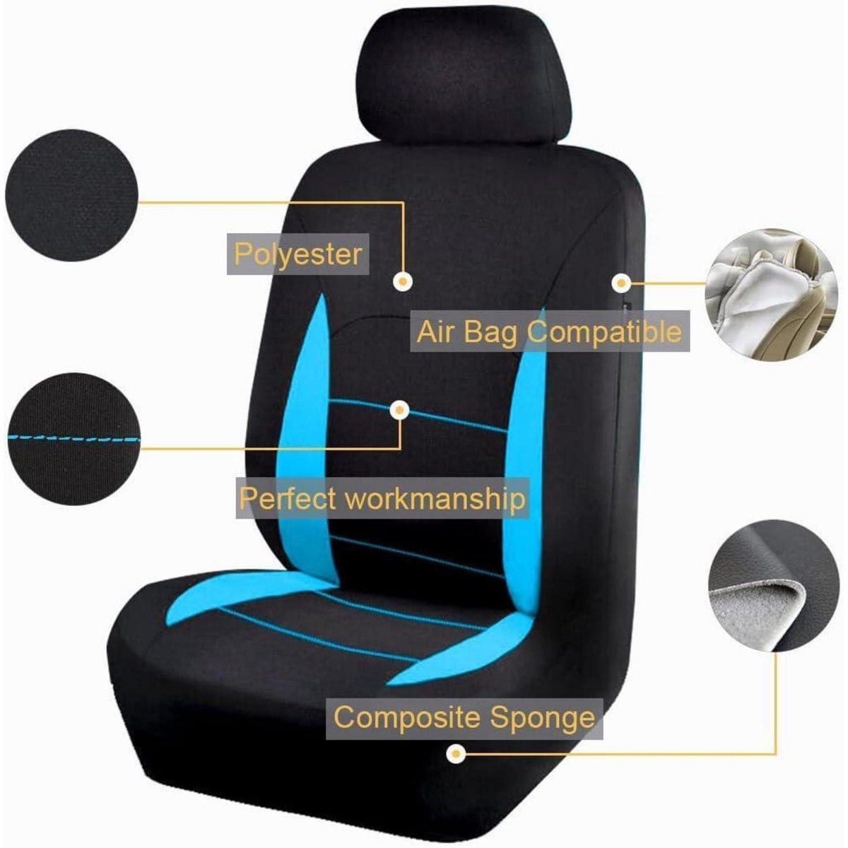 Auto Sitzbezüge Set Mintblau Schwarz Universal