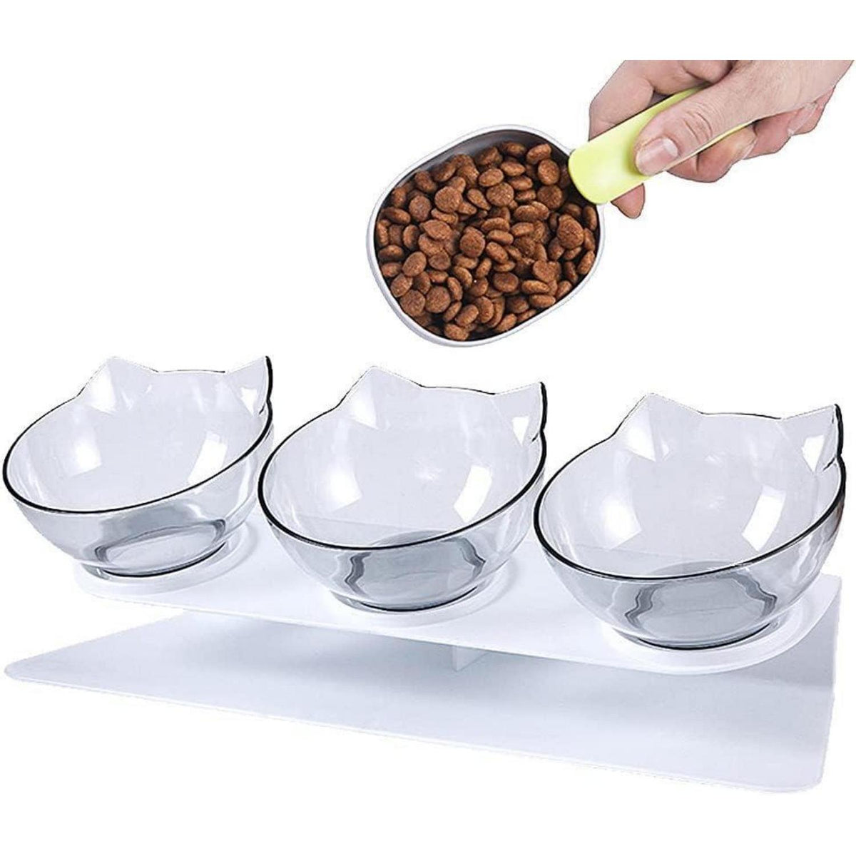 Erhöhtes Katzennapf 3er Set, 15° Neigung, BPA-frei