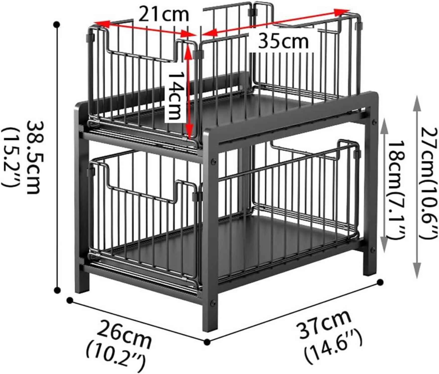 Küchenregal mit Korb-Auszügen 2 Ebenen Rostfreier Stahl Schublade